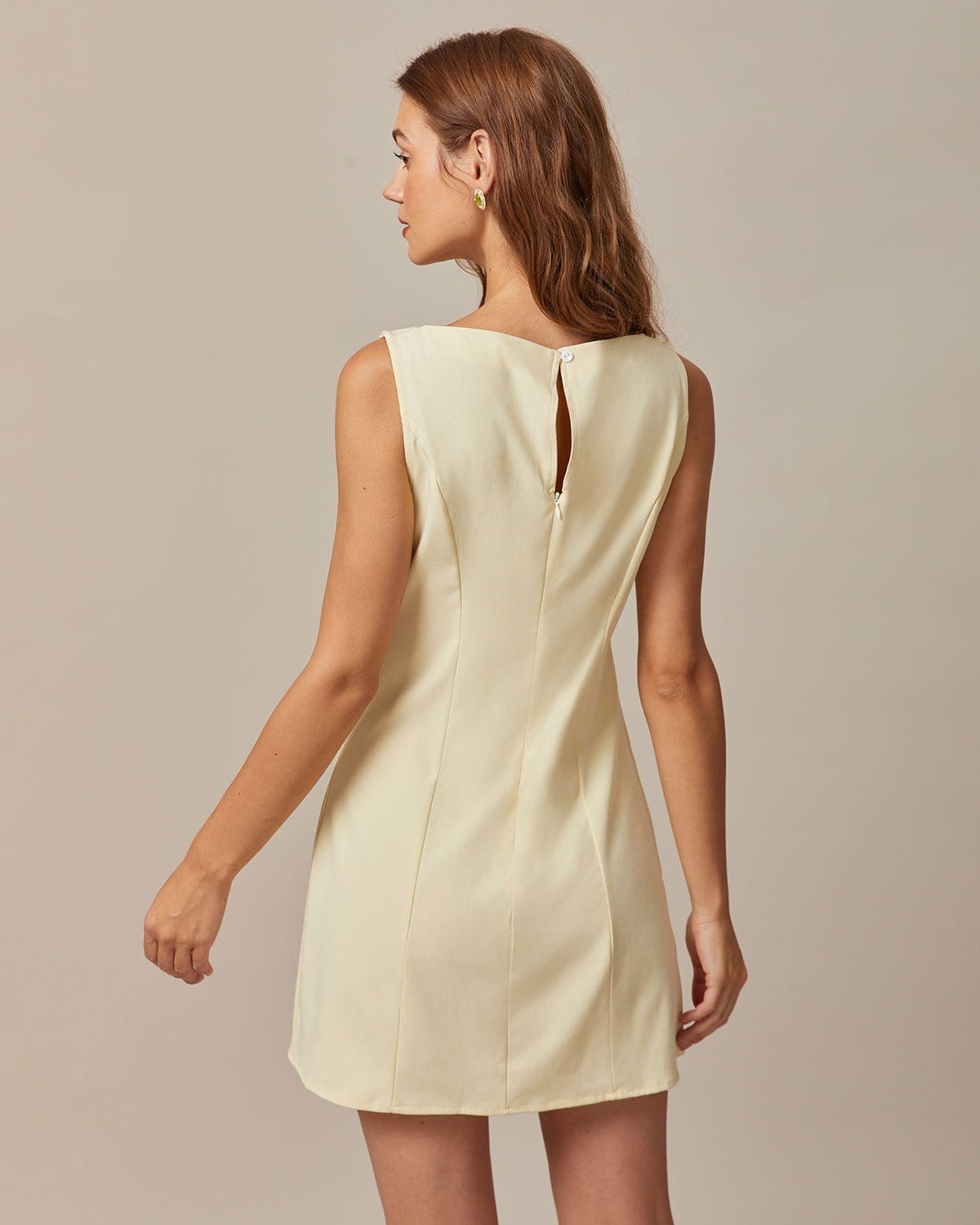 Das gelbe Boot-Ausschnitt Cutout Minikleid