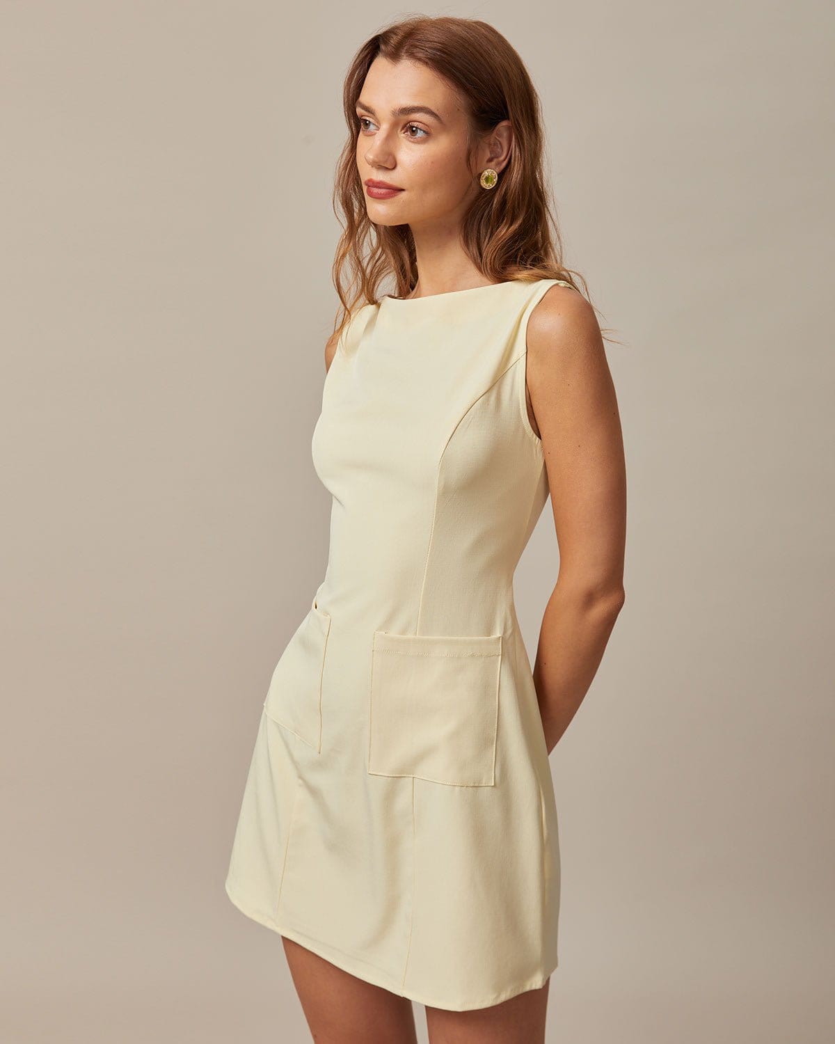 Das gelbe Boot-Ausschnitt Cutout Minikleid