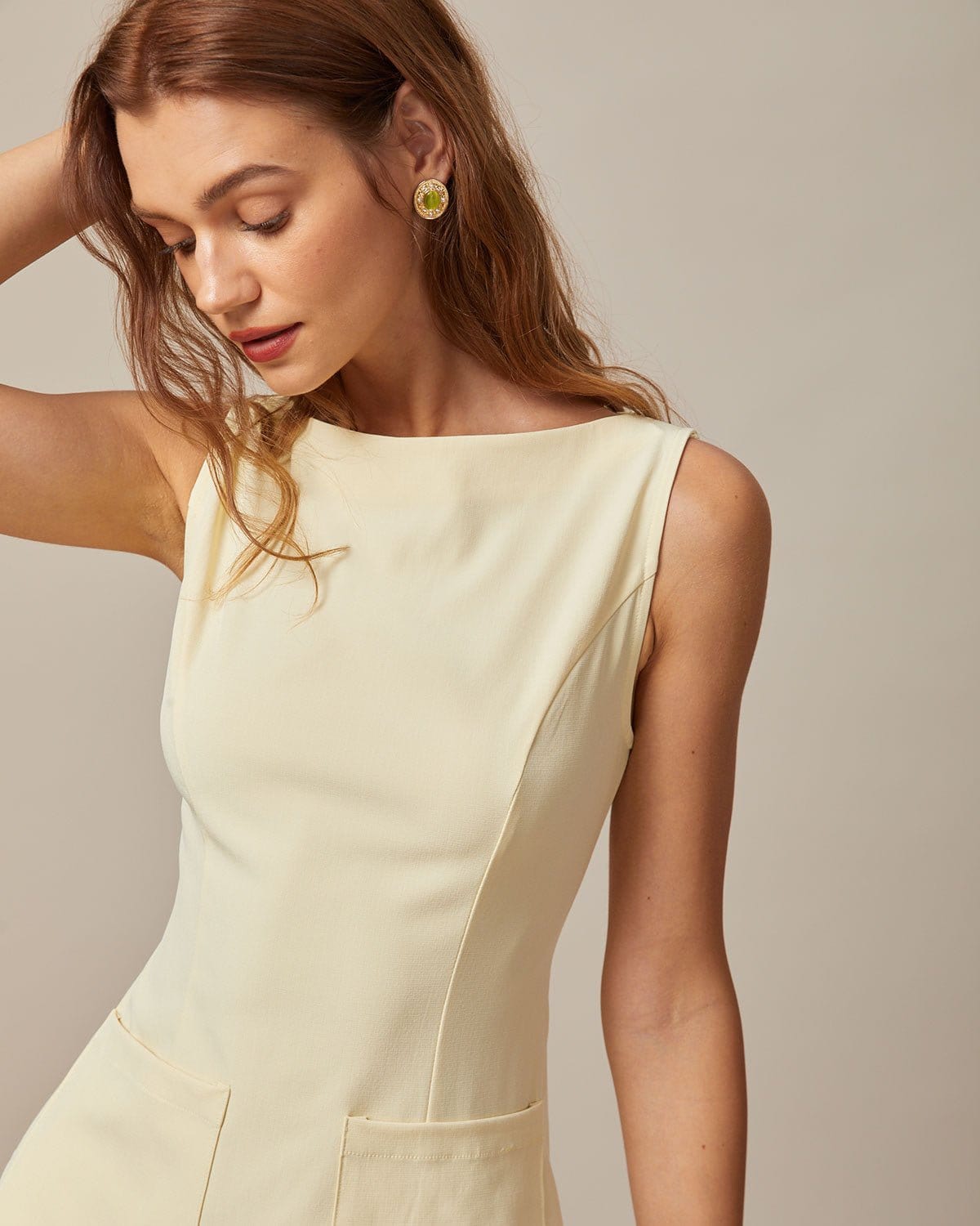 Das gelbe Boot-Ausschnitt Cutout Minikleid