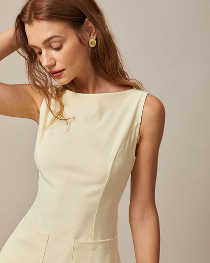 Das gelbe Boot-Ausschnitt Cutout Minikleid